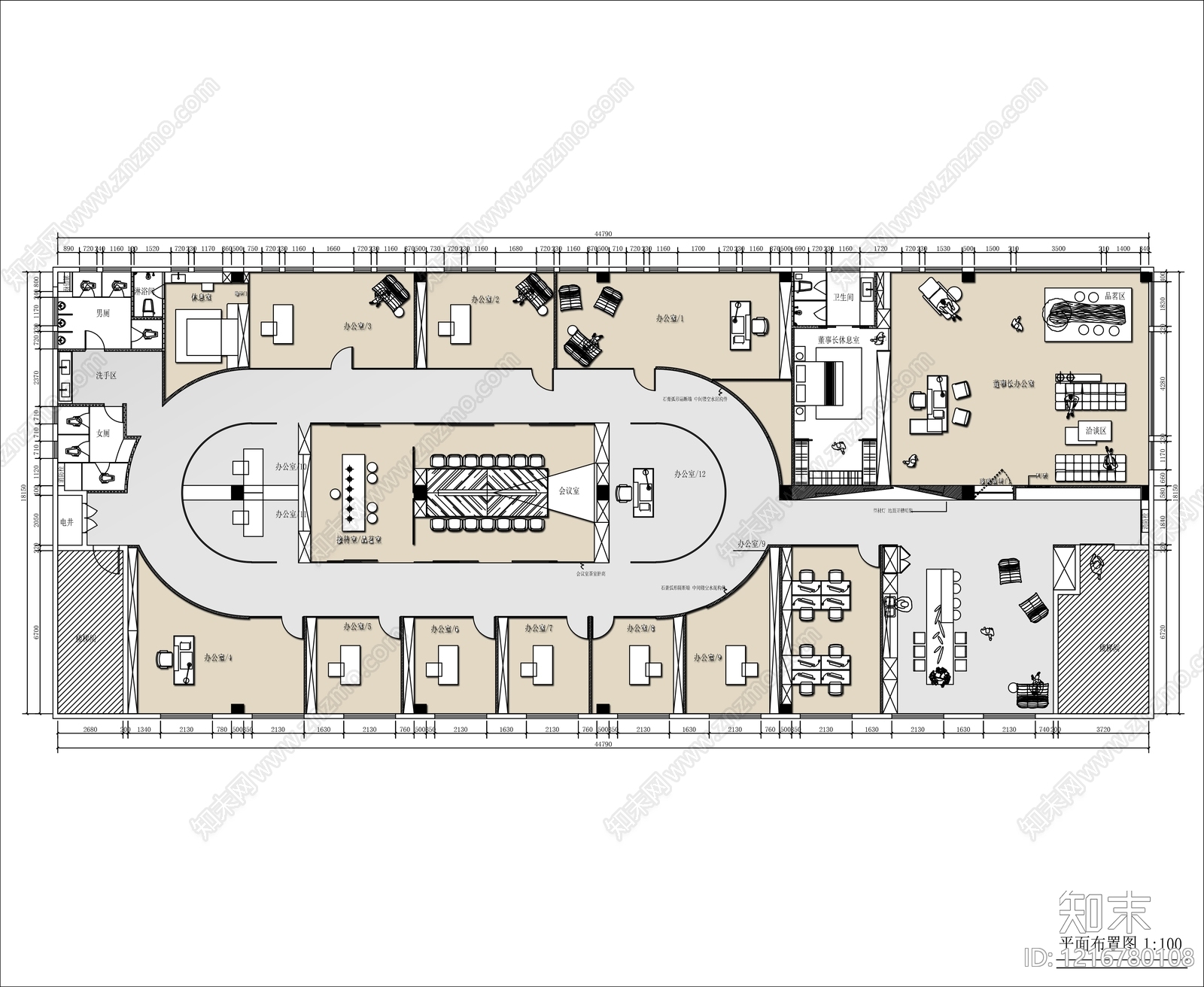 现代整体办公空间施工图下载【ID:1216780108】