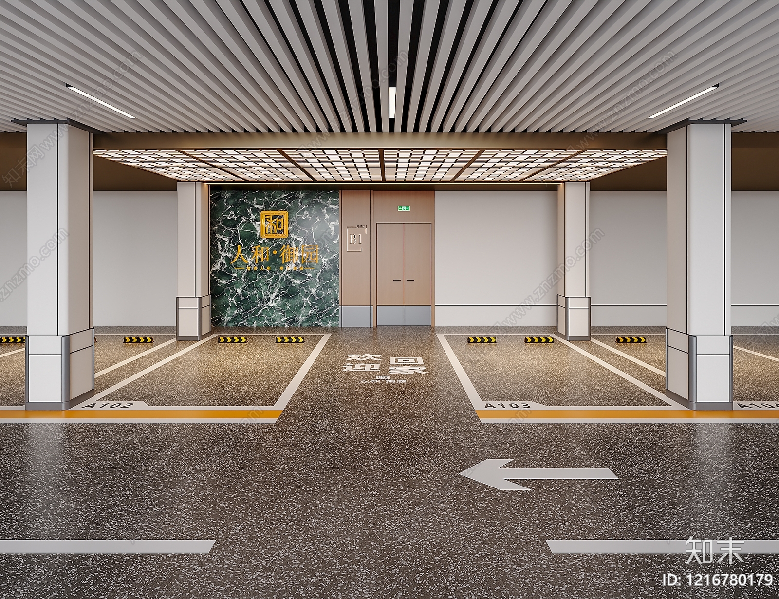 现代简约室内停车场3D模型下载【ID:1216780179】