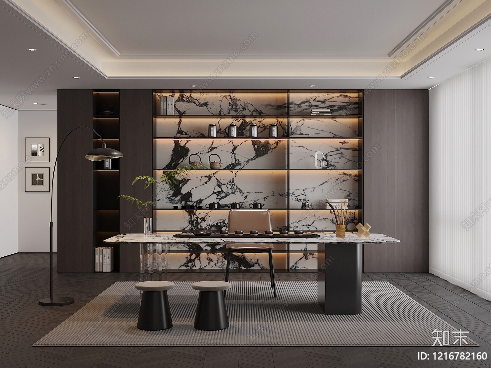 现代简约茶室3D模型下载【ID:1216782160】