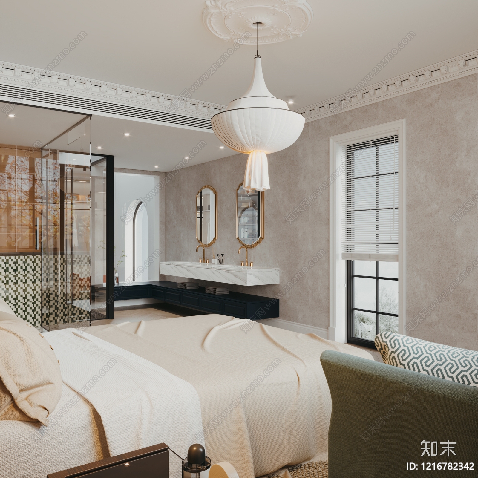 中古风主卧SU模型下载【ID:1216782342】