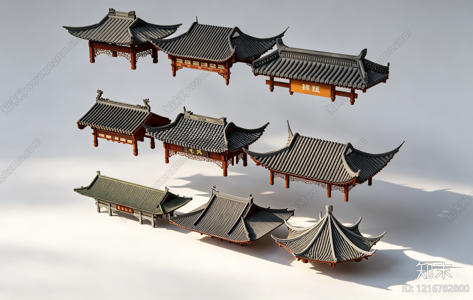 新中式屋檐3D模型下载【ID:1216782800】