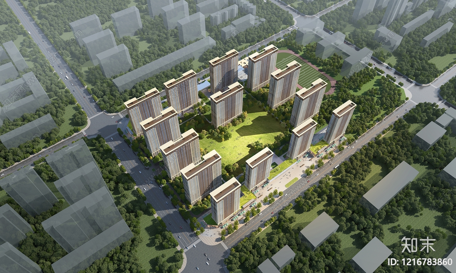 现代主义小高层住宅楼3D模型下载【ID:1216783860】