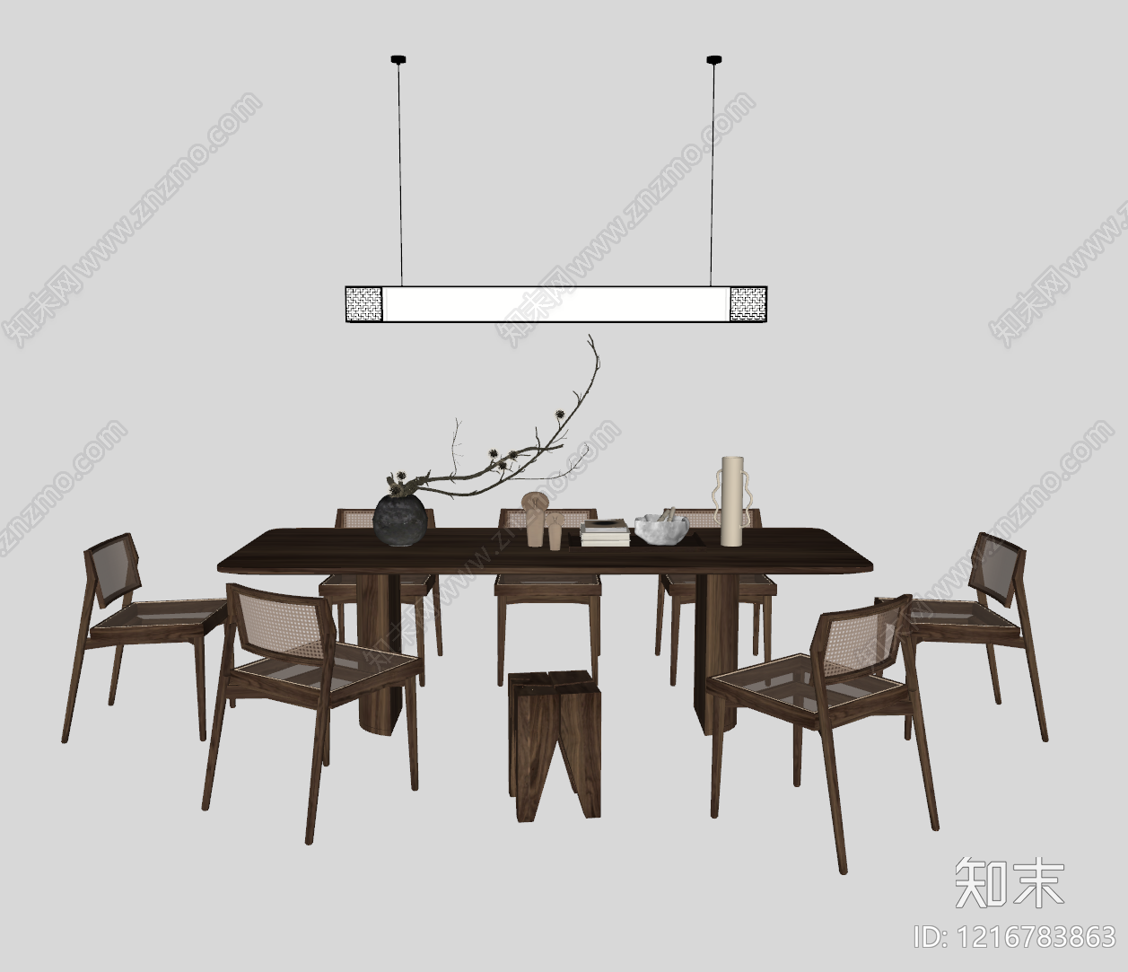 新中式餐椅SU模型下载【ID:1216783863】