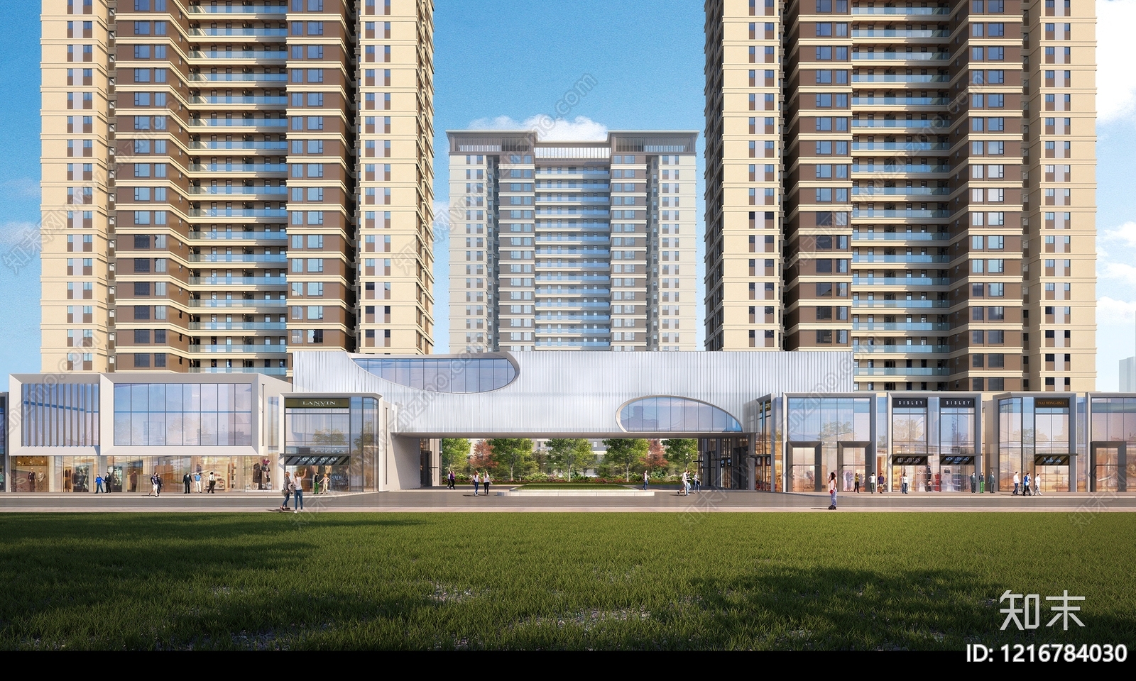 现代主义小高层住宅楼3D模型下载【ID:1216784030】