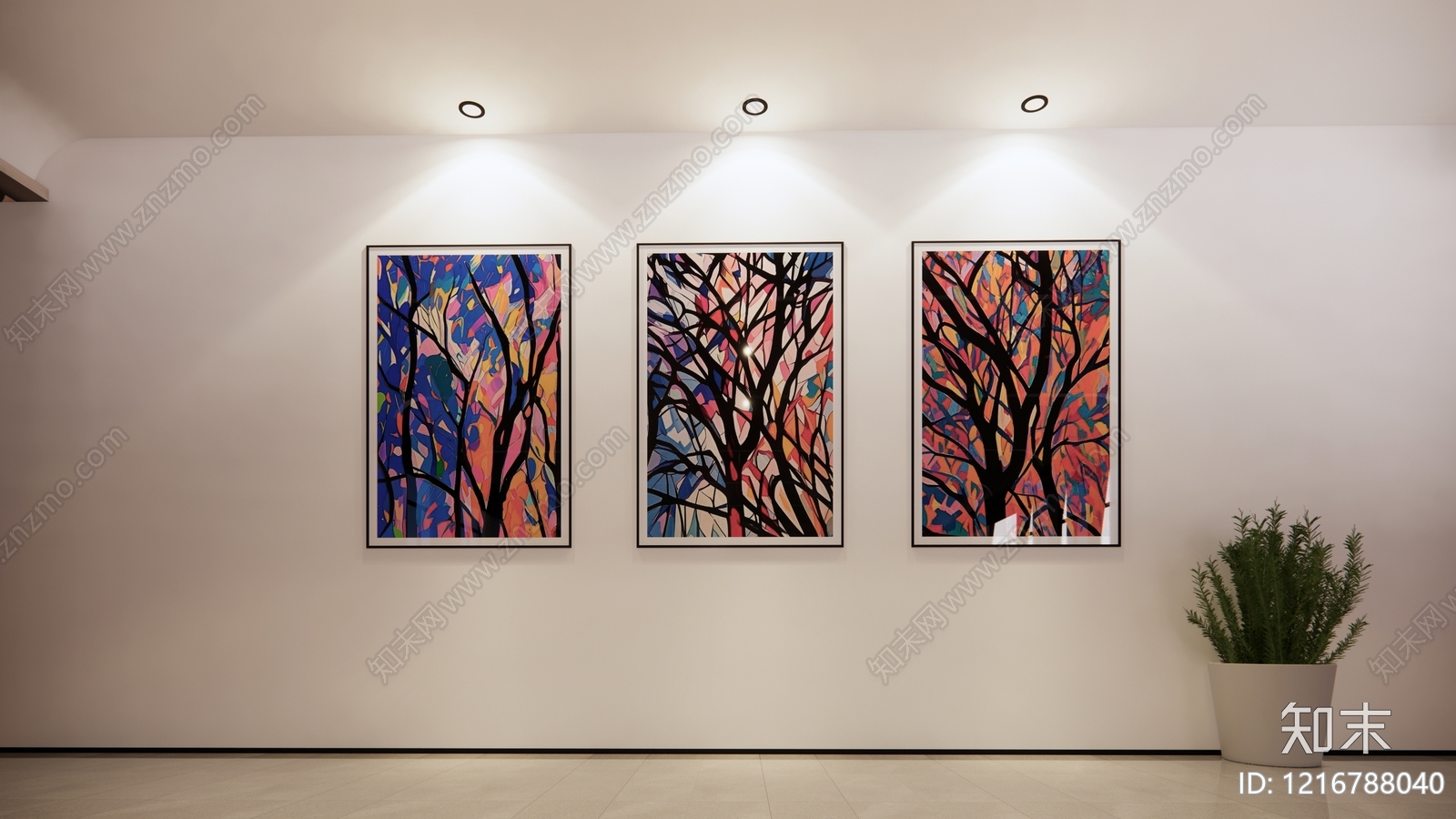 现代简约挂画SU模型下载【ID:1216788040】