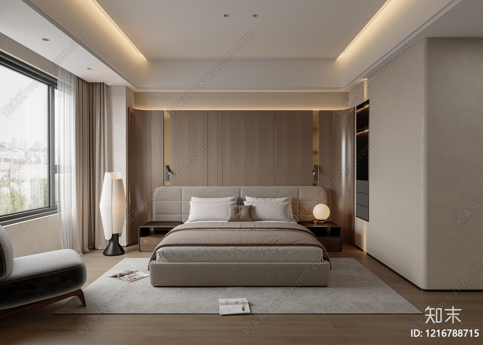 现代简约主卧3D模型下载【ID:1216788715】