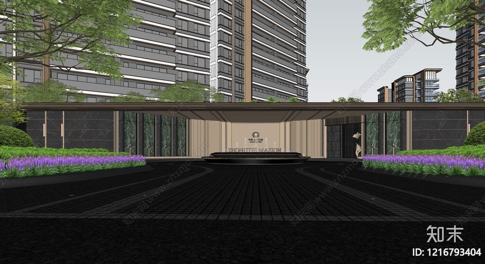 现代售楼处建筑SU模型下载【ID:1216793404】