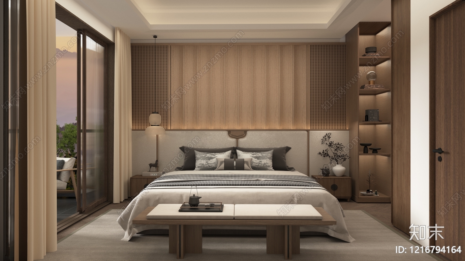 新中式主卧3D模型下载【ID:1216794164】