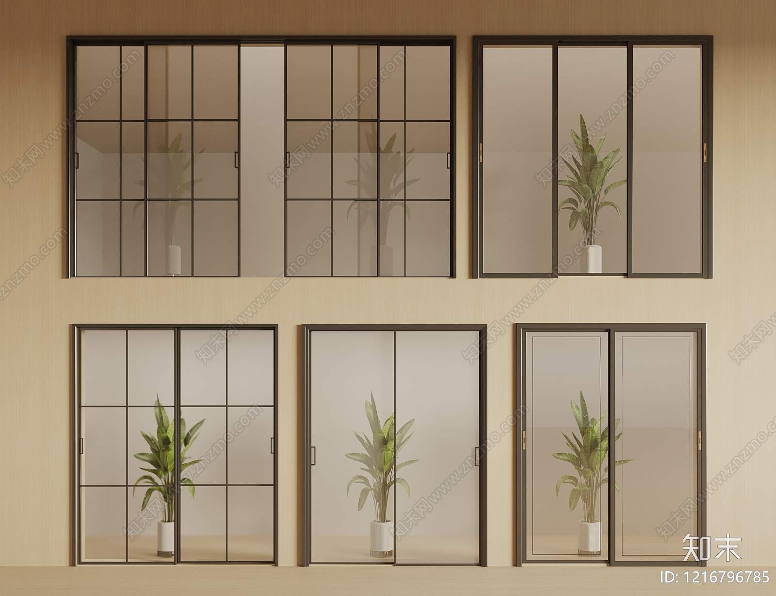 现代简约推拉门3D模型下载【ID:1216796785】