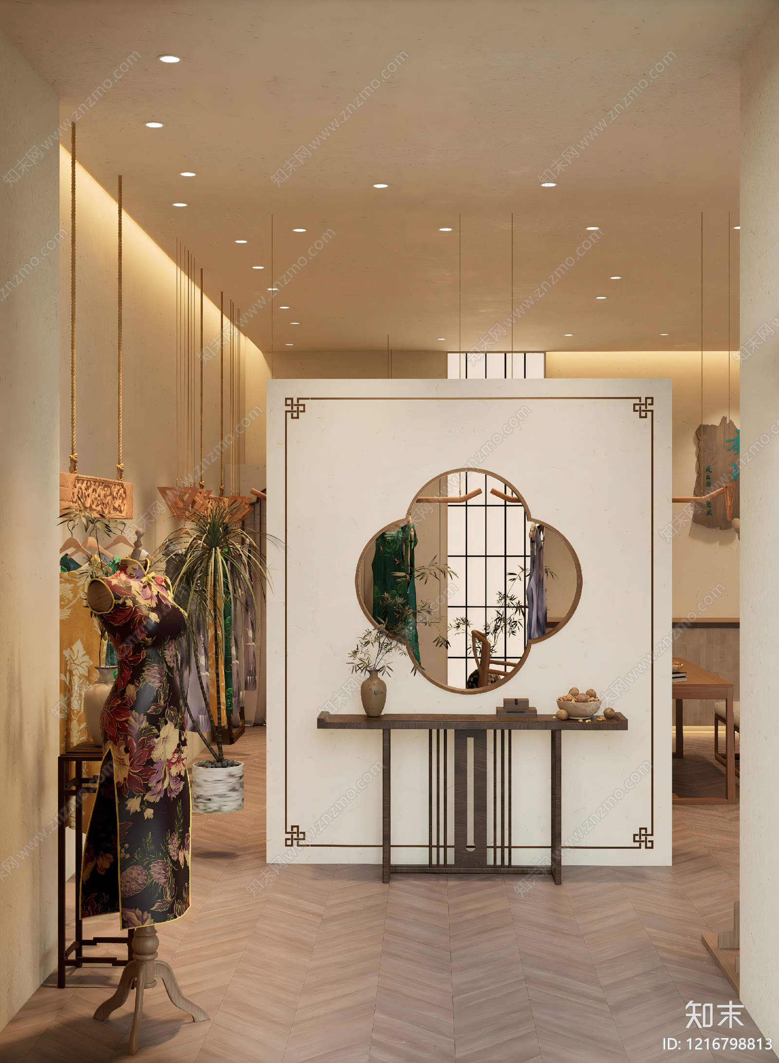 新中式服装店SU模型下载【ID:1216798813】