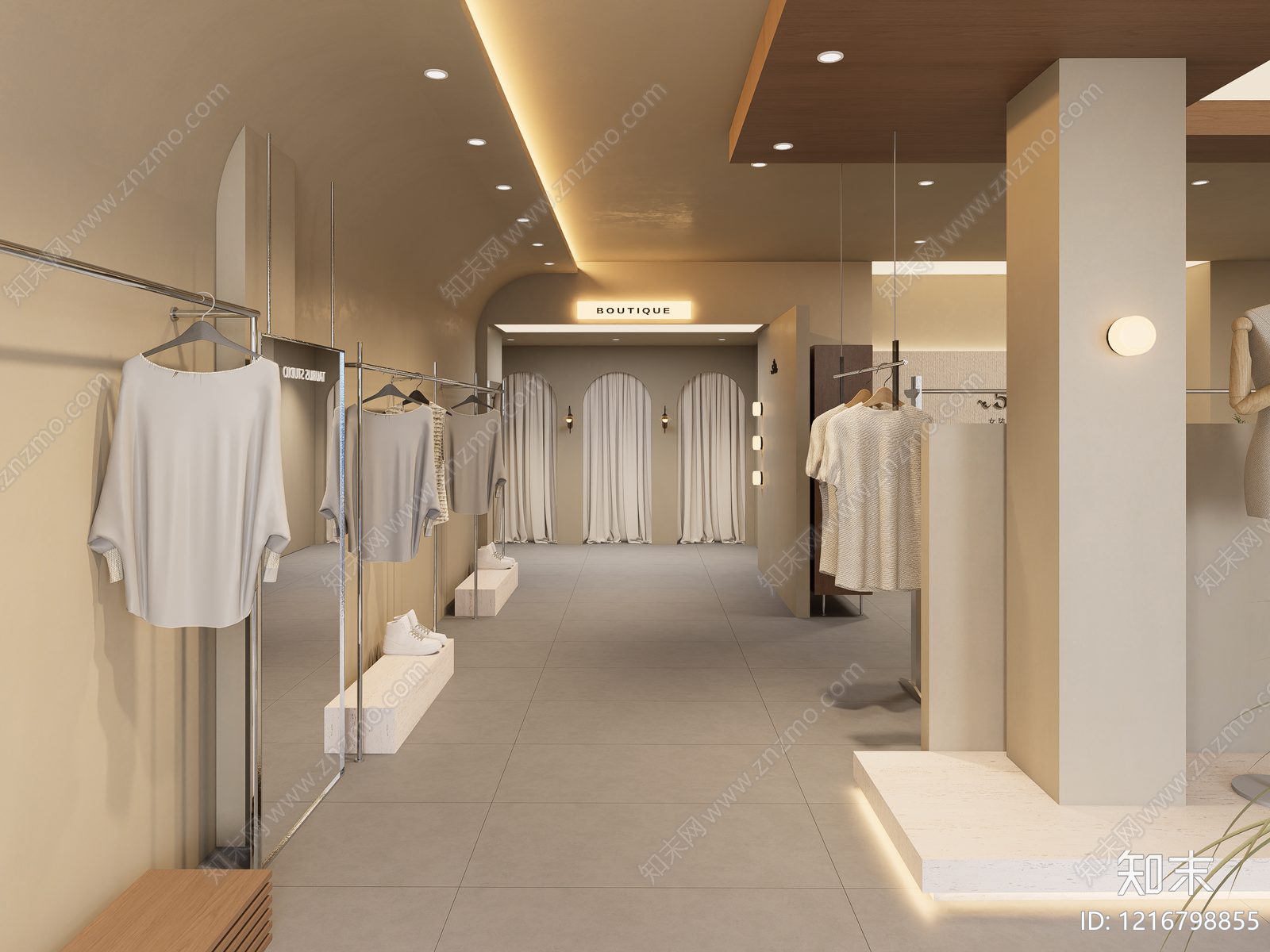 奶油风服装店SU模型下载【ID:1216798855】