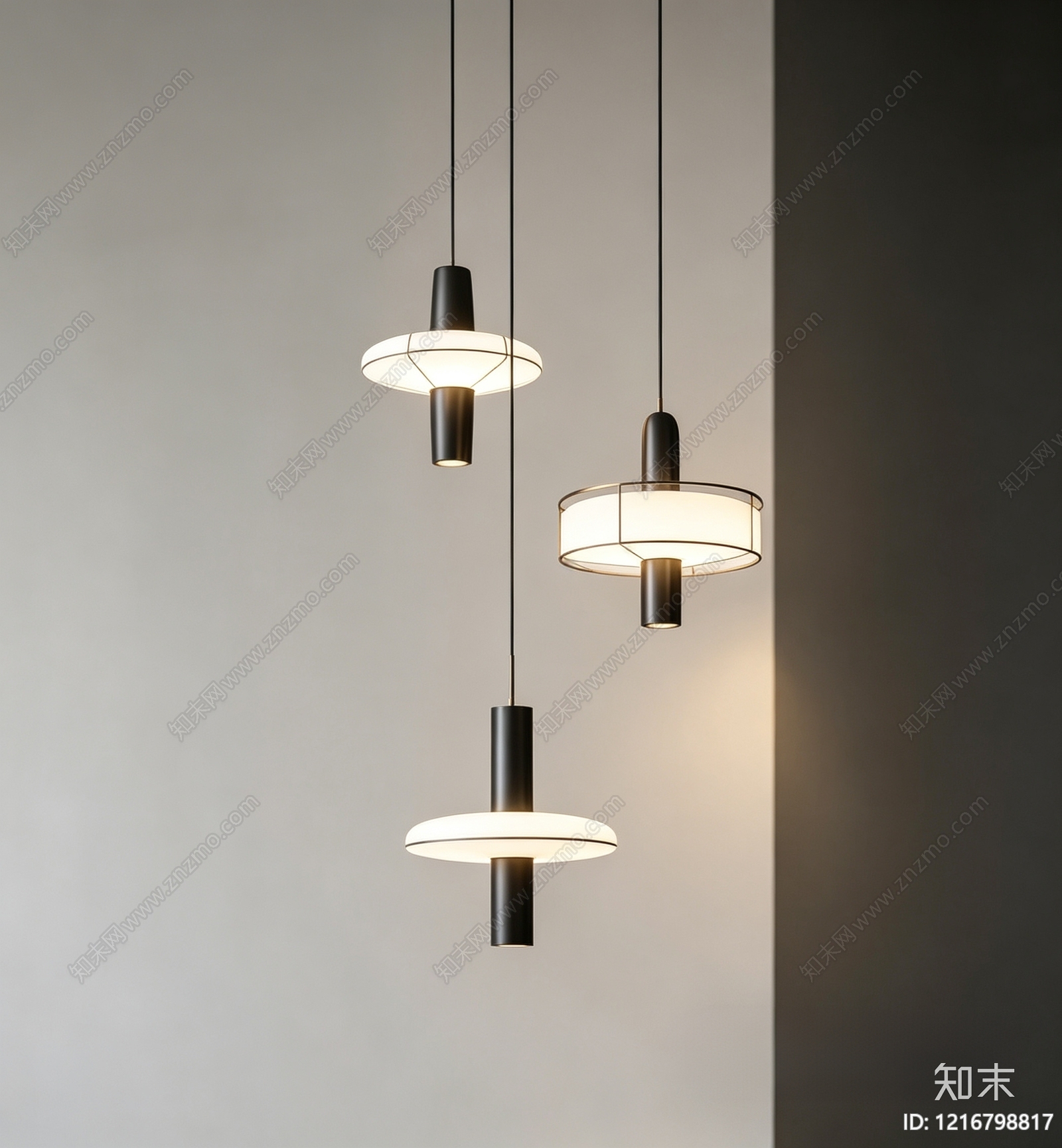 现代极简灯具组合3D模型下载【ID:1216798817】