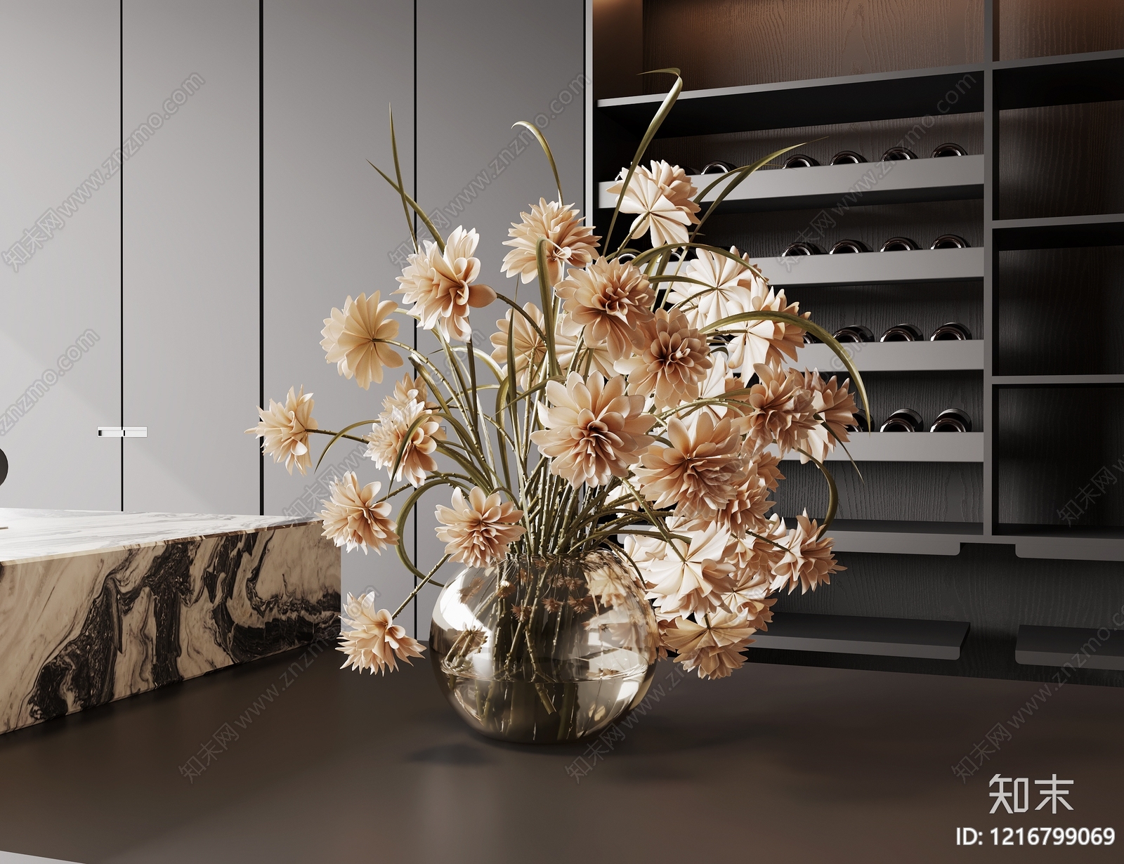 现代简约花艺3D模型下载【ID:1216799069】