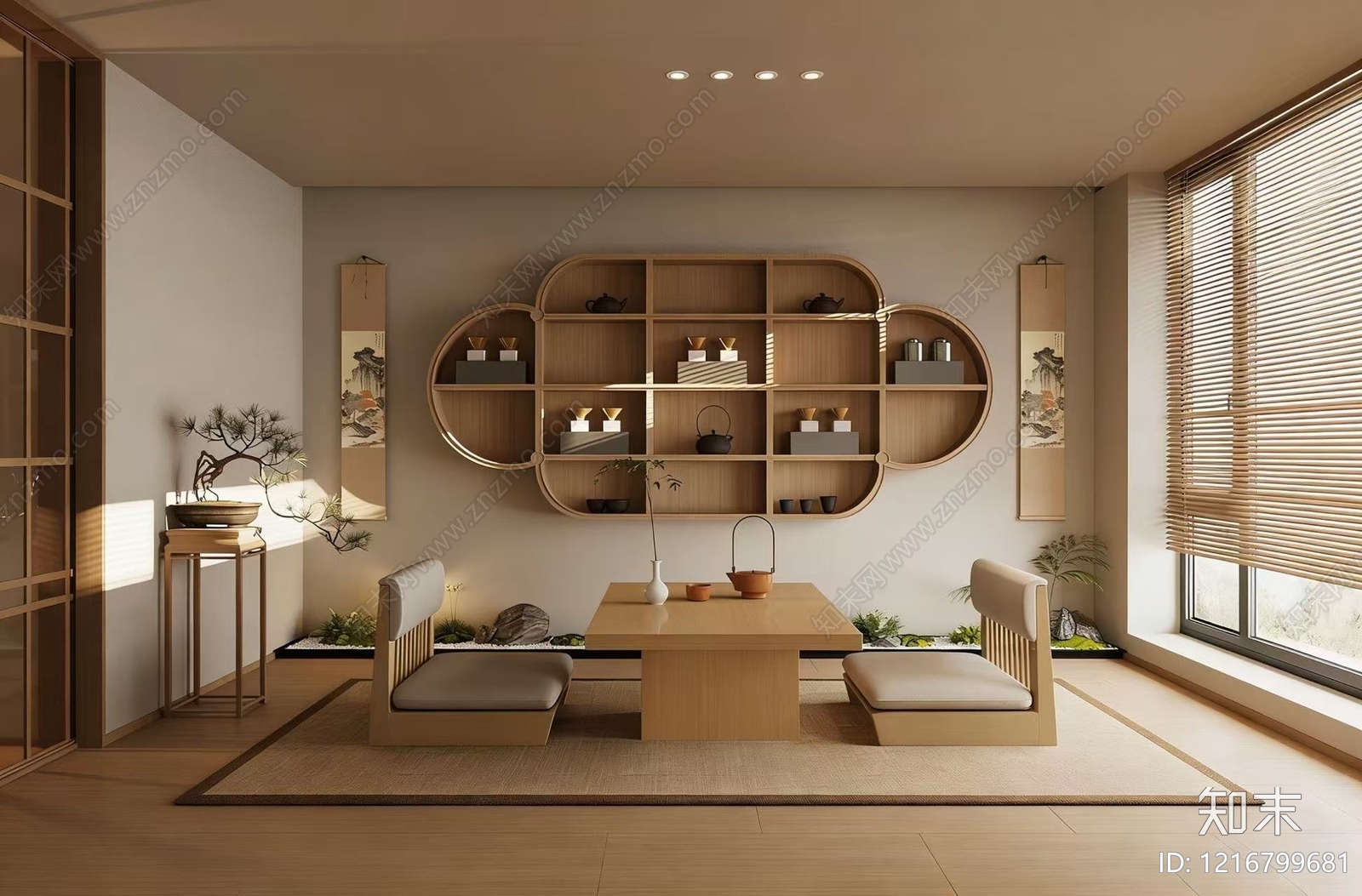 新中式茶室3D模型下载【ID:1216799681】