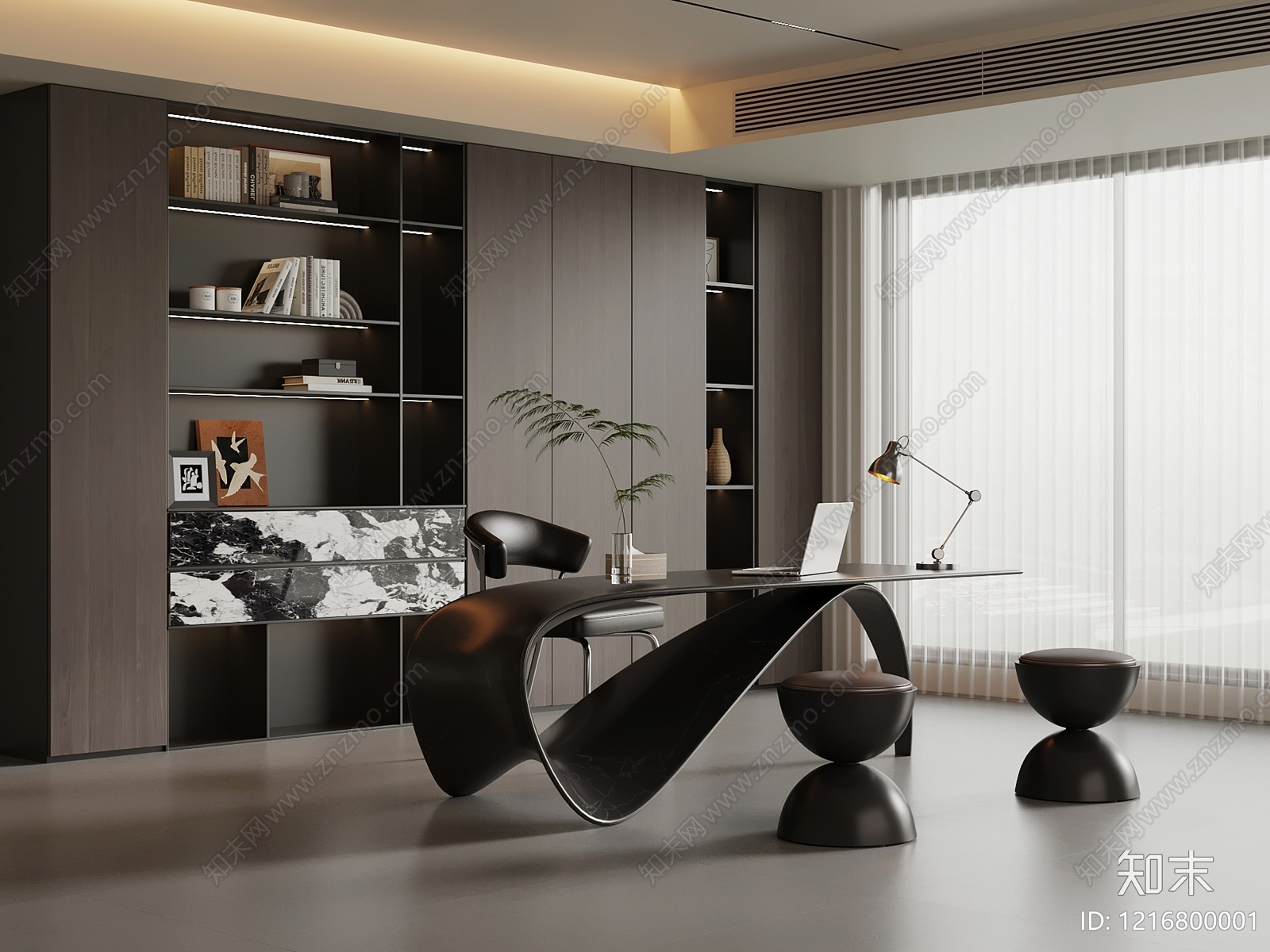 极简书房3D模型下载【ID:1216800001】
