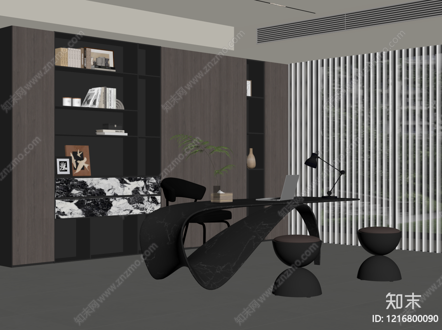 现代书房SU模型下载【ID:1216800090】