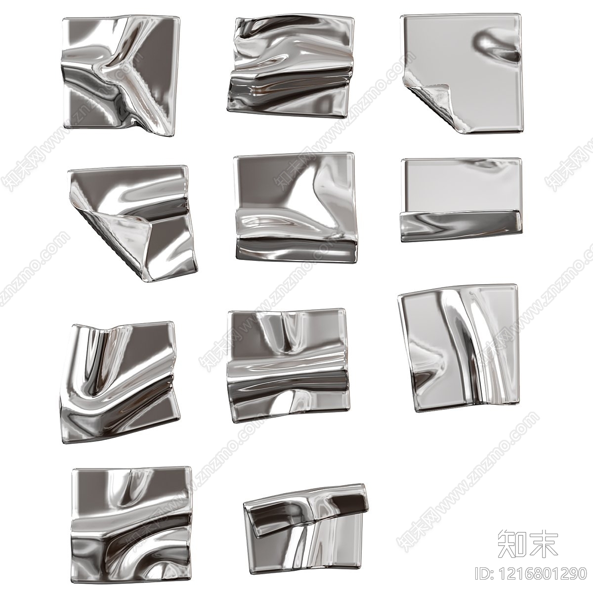 金属液态褶皱风雕塑摆件3D模型下载【ID:1216801290】