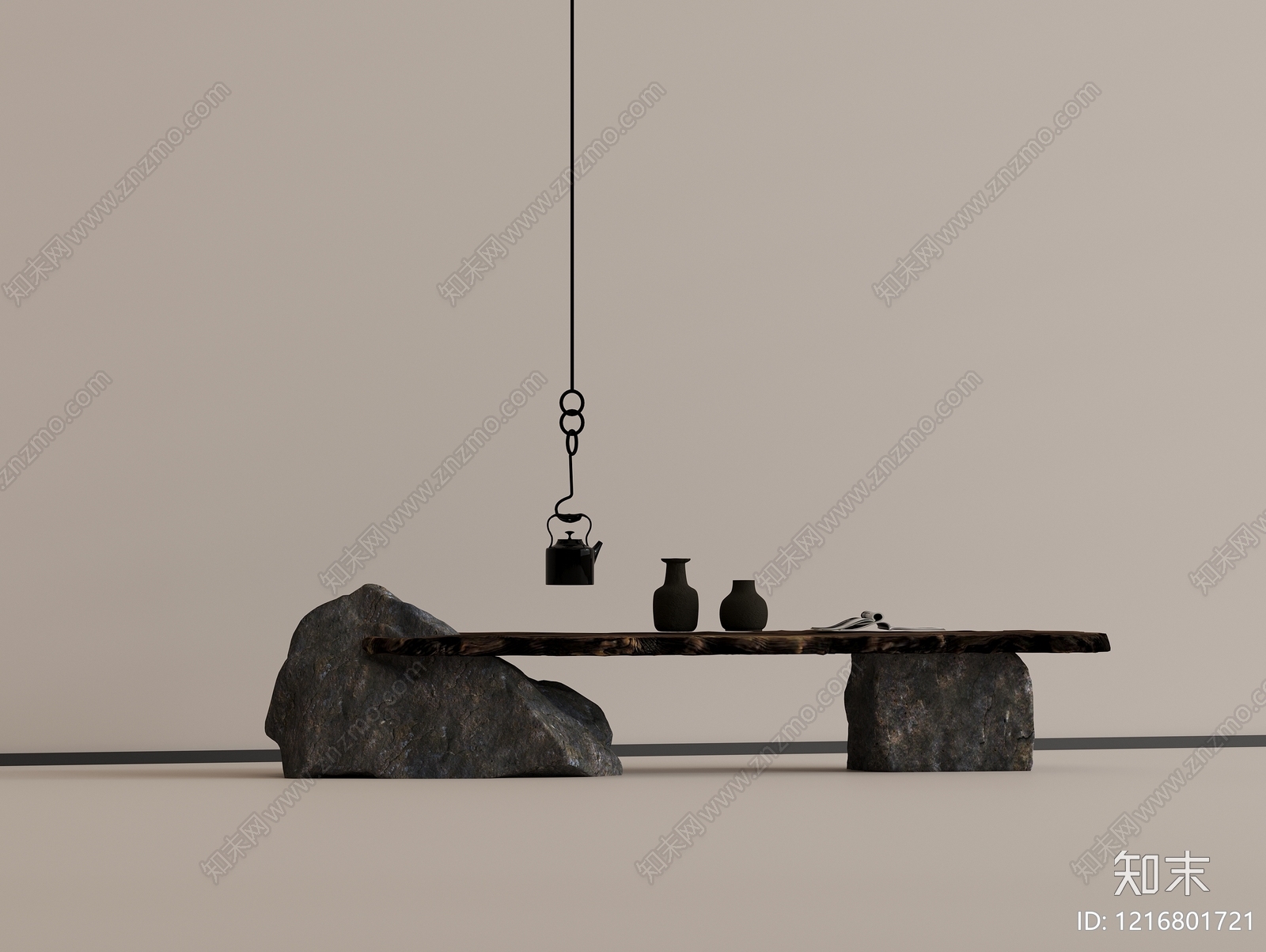 新中式茶桌椅3D模型下载【ID:1216801721】
