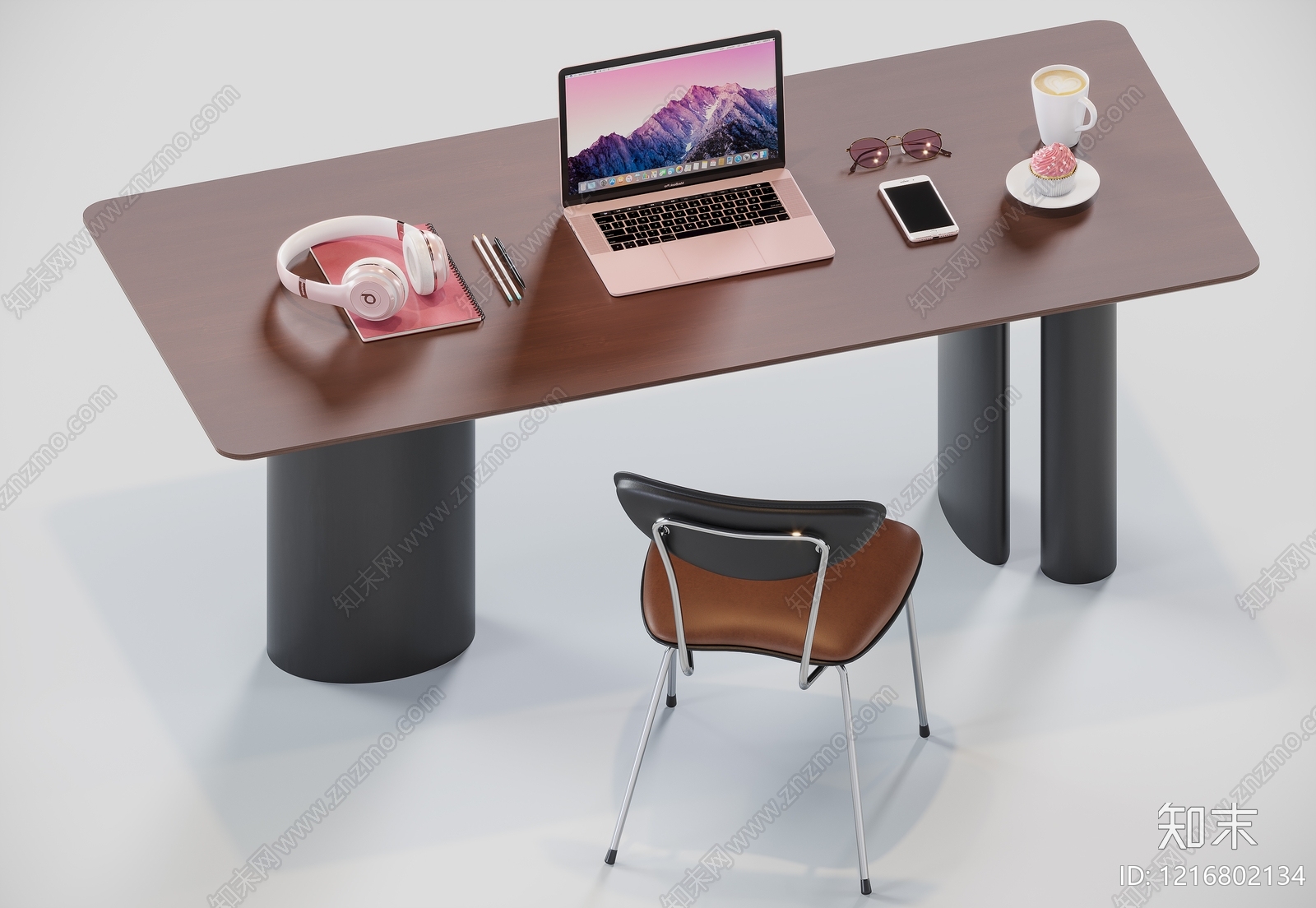 现代简约书桌3D模型下载【ID:1216802134】