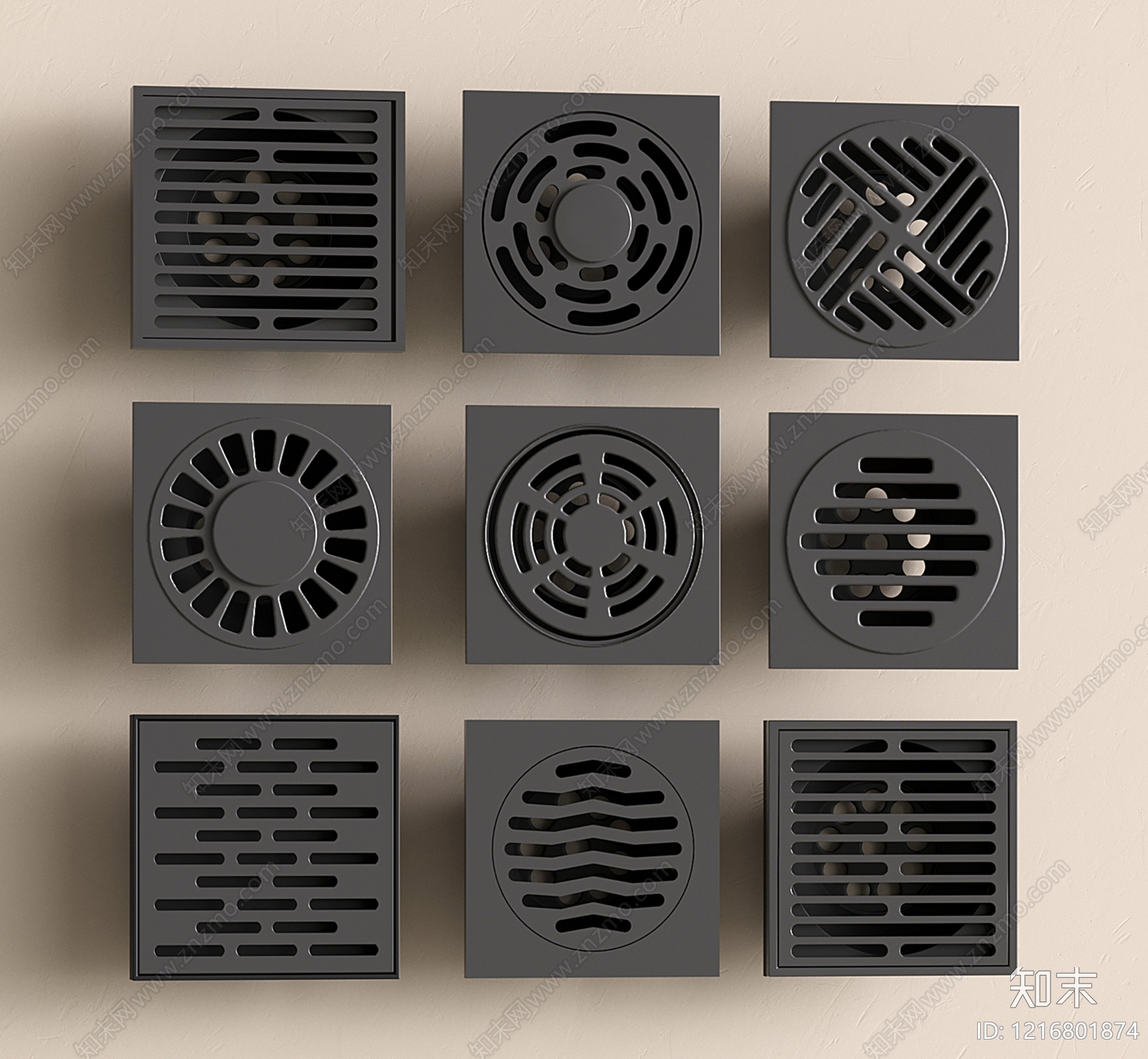 现代简约地漏3D模型渲染效果图