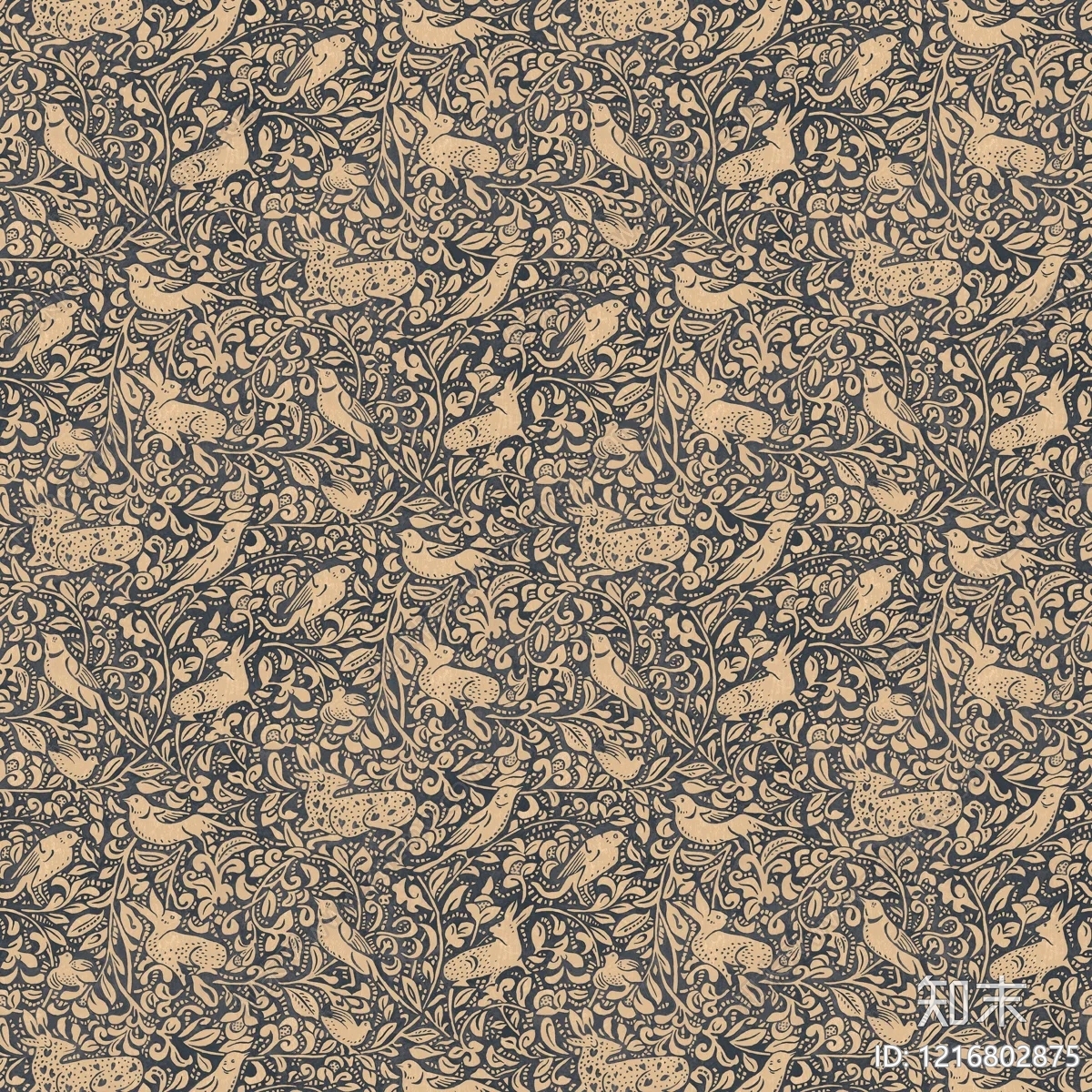 欧式花纹壁纸贴图下载【ID:1216802875】