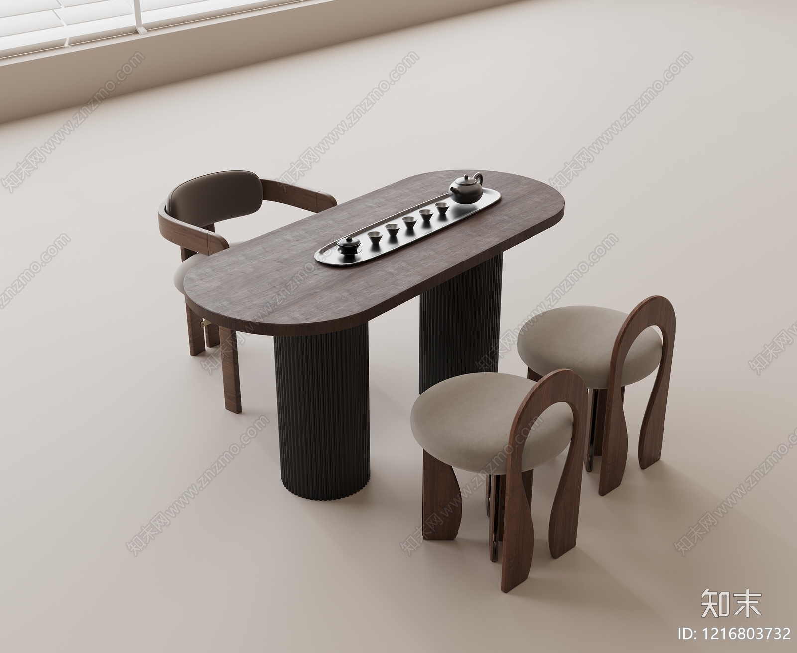 新中式茶桌椅3D模型下载【ID:1216803732】