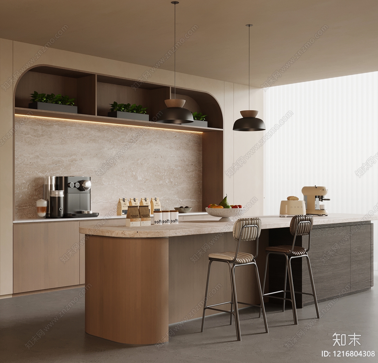 奶油风茶水间3D模型下载【ID:1216804308】