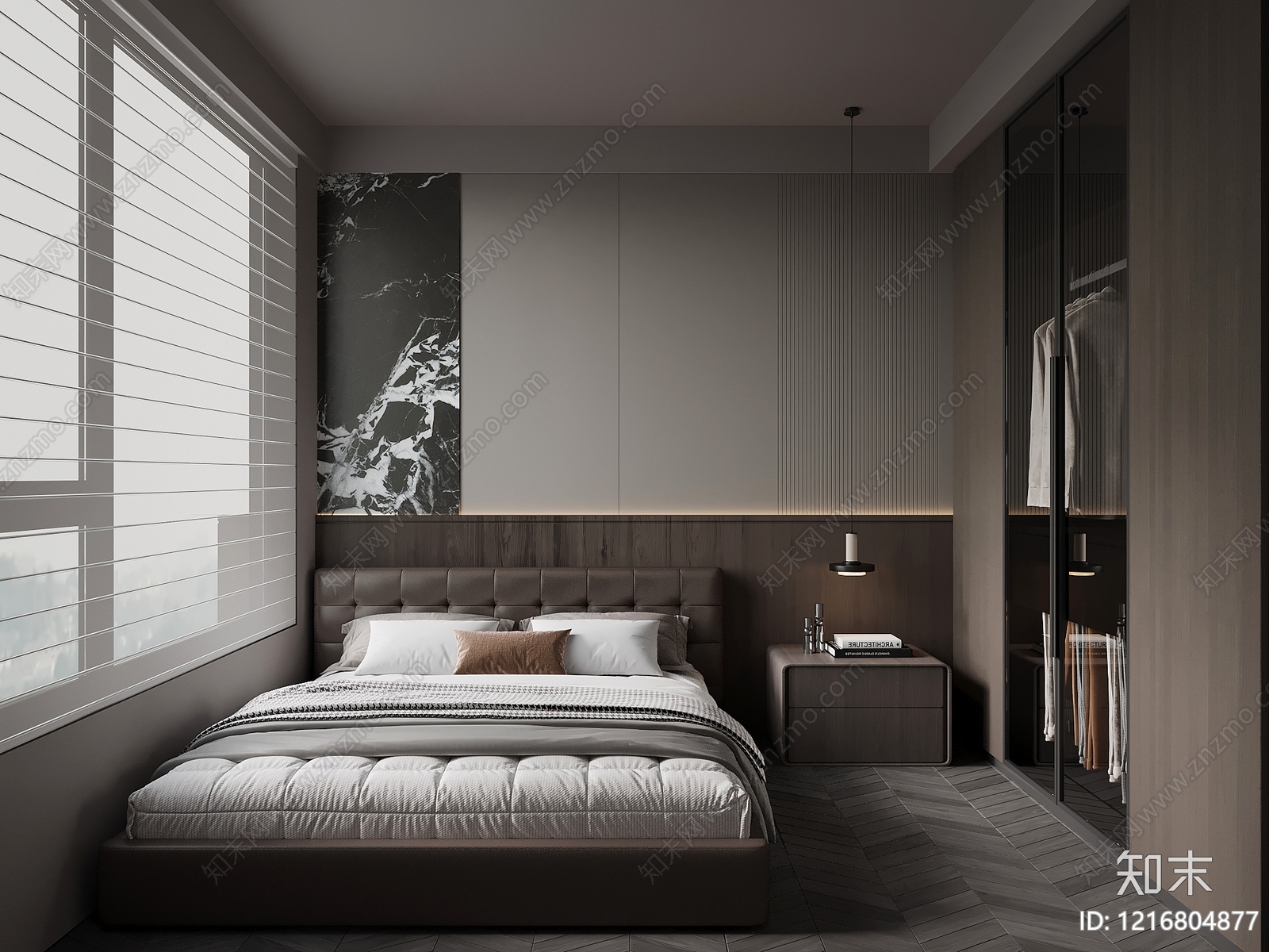 现代极简次卧3D模型下载【ID:1216804877】