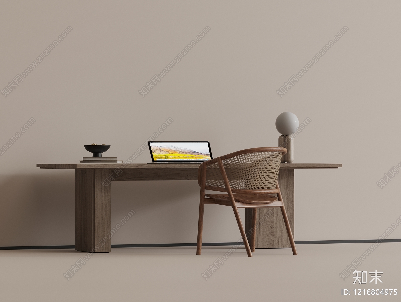 侘寂书桌3D模型下载【ID:1216804975】
