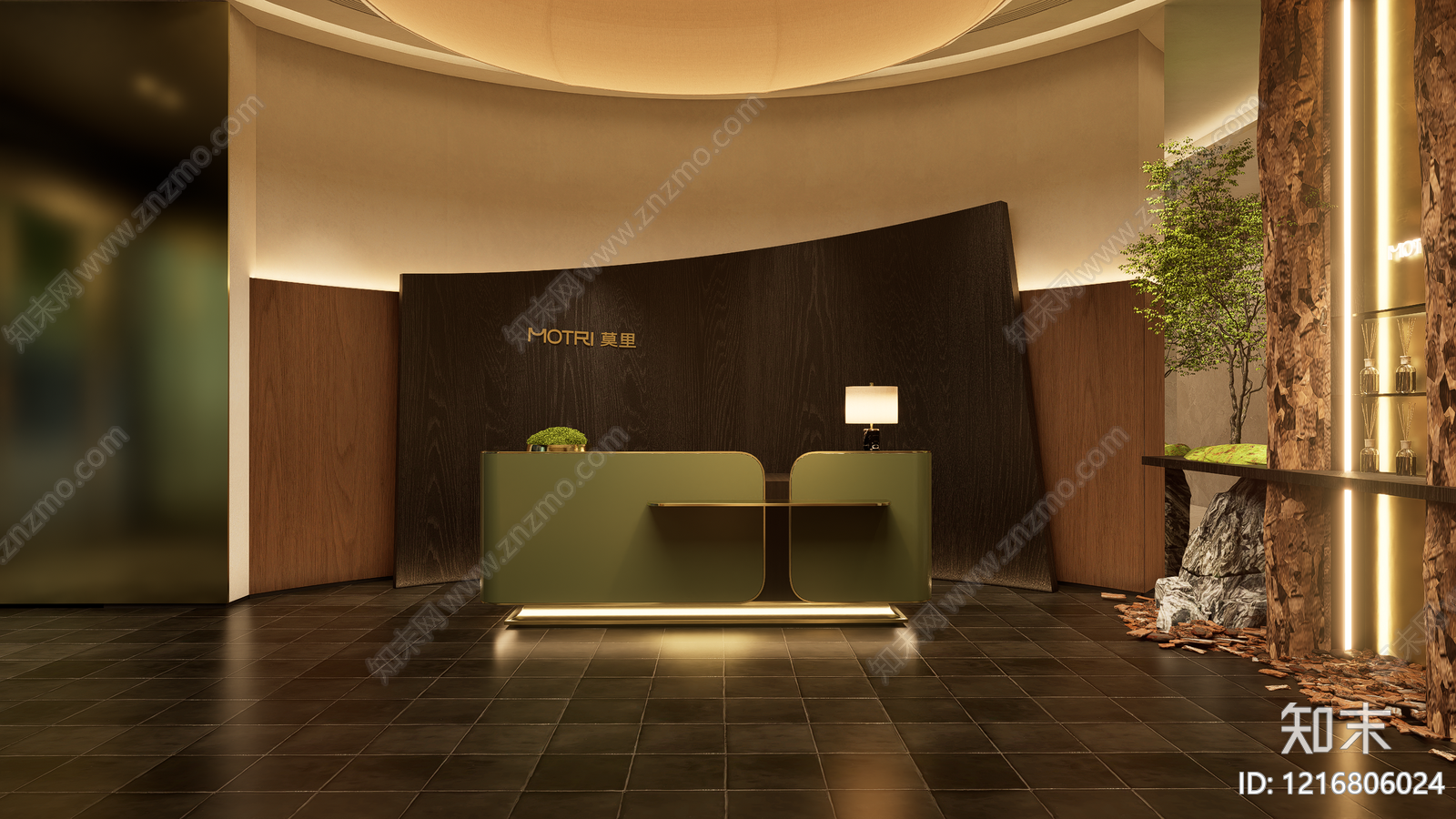 新中式酒店大堂SU模型下载【ID:1216806024】