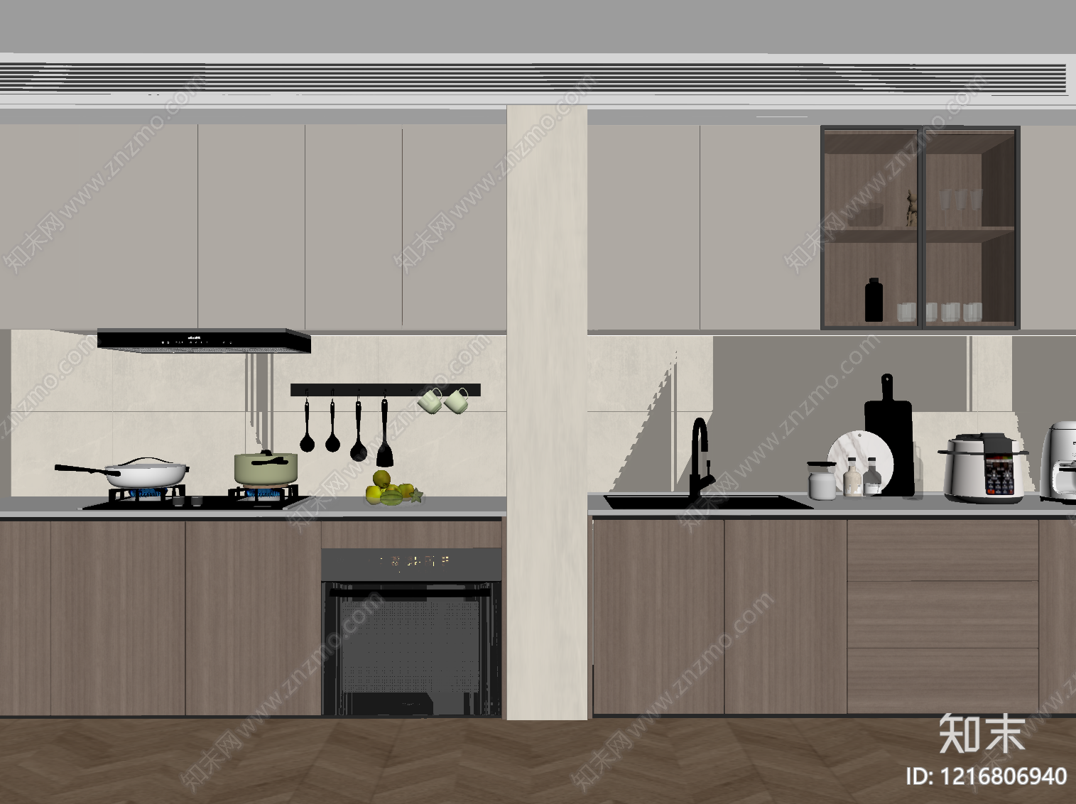 现代简约厨房SU模型下载【ID:1216806940】