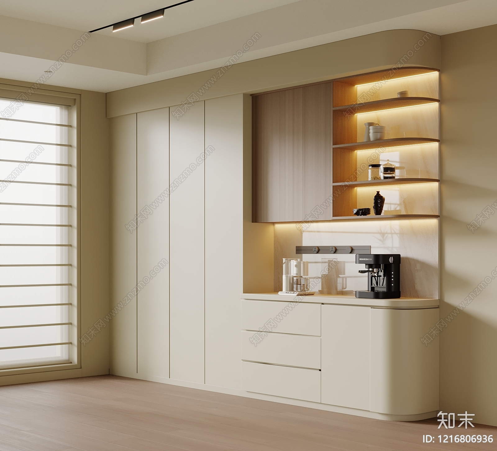 奶油风储物柜3D模型下载【ID:1216806936】