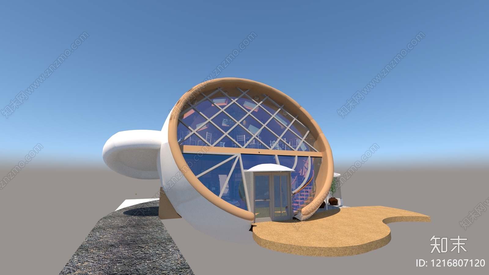 仿生设计餐饮建筑SU模型下载【ID:1216807120】