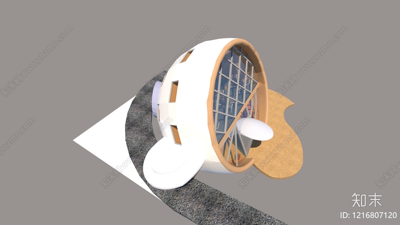 仿生设计餐饮建筑SU模型下载【ID:1216807120】