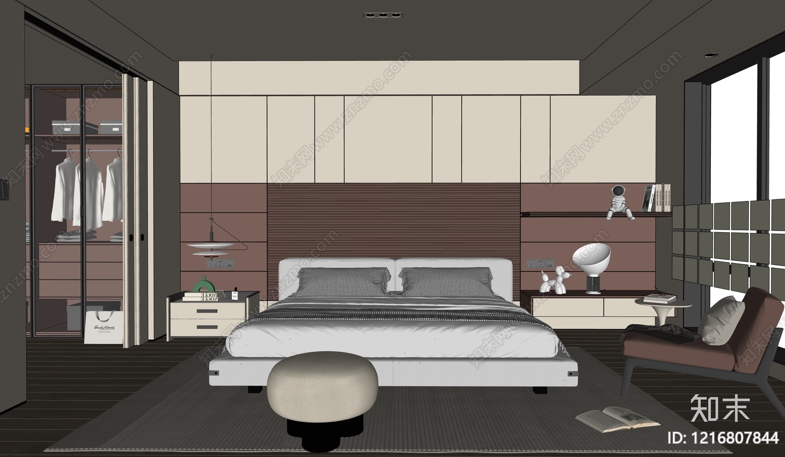 现代主卧SU模型下载【ID:1216807844】