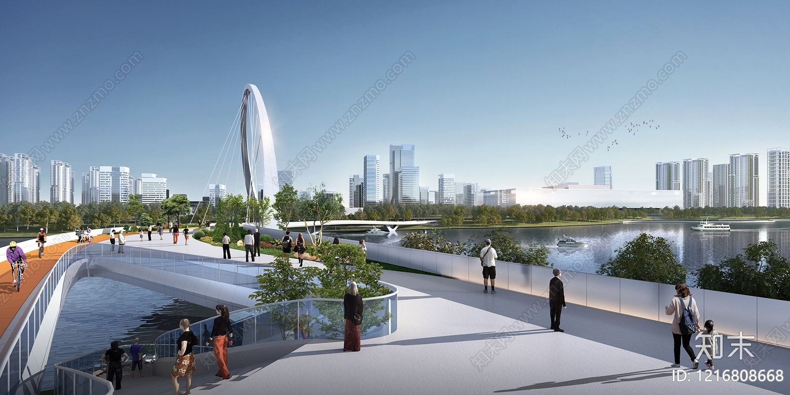 现代主义景观桥3D模型渲染效果图
