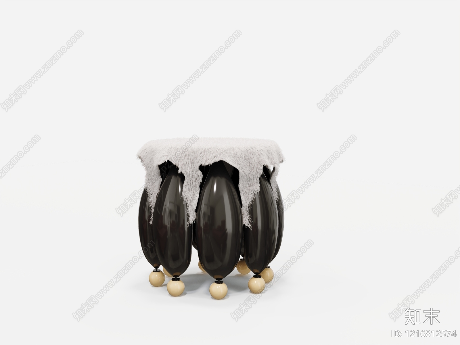 后现代主义沙发凳3D模型渲染效果图