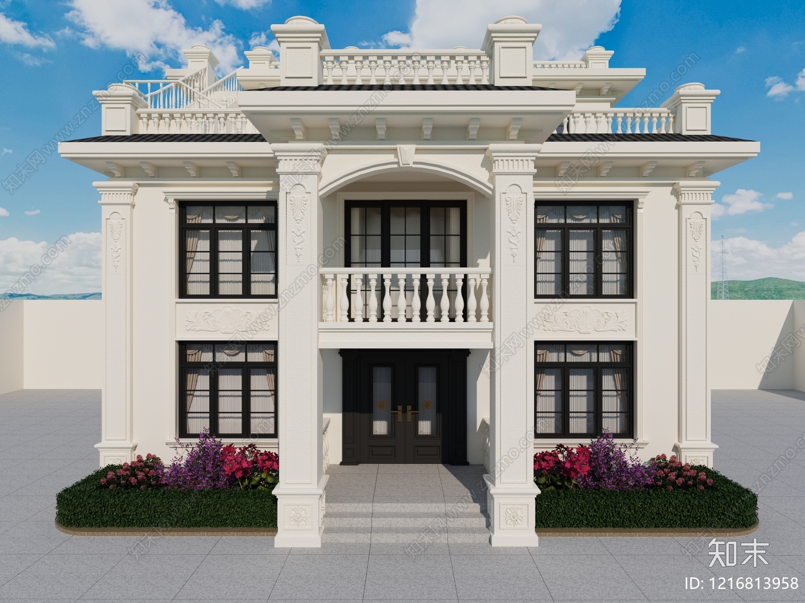 欧式别墅外观3D模型下载【ID:1216813958】
