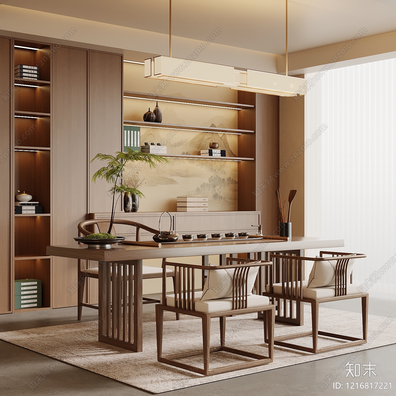 新中式茶室3D模型下载【ID:1216817221】