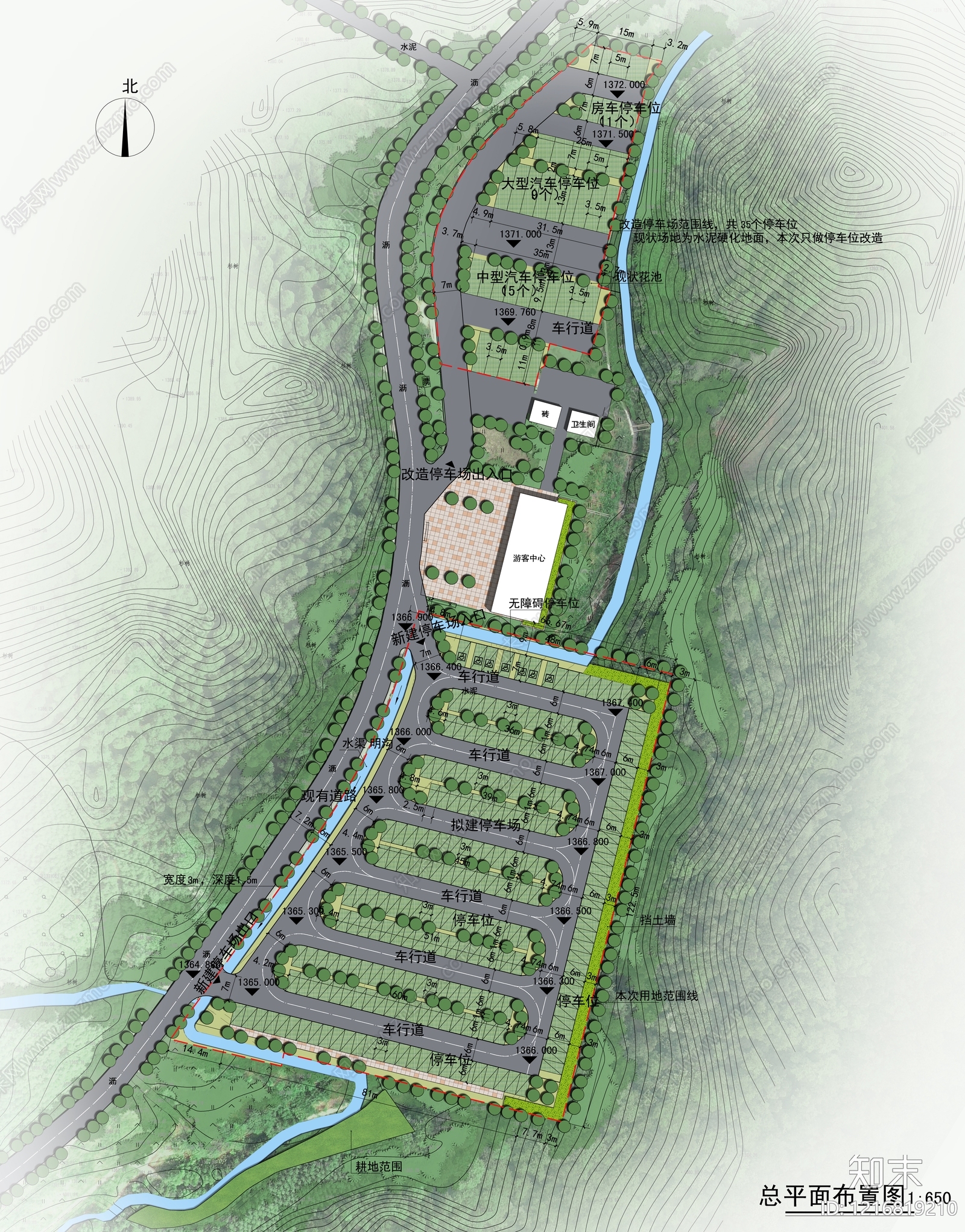 大型停车场景观施工图下载【ID:1216819210】