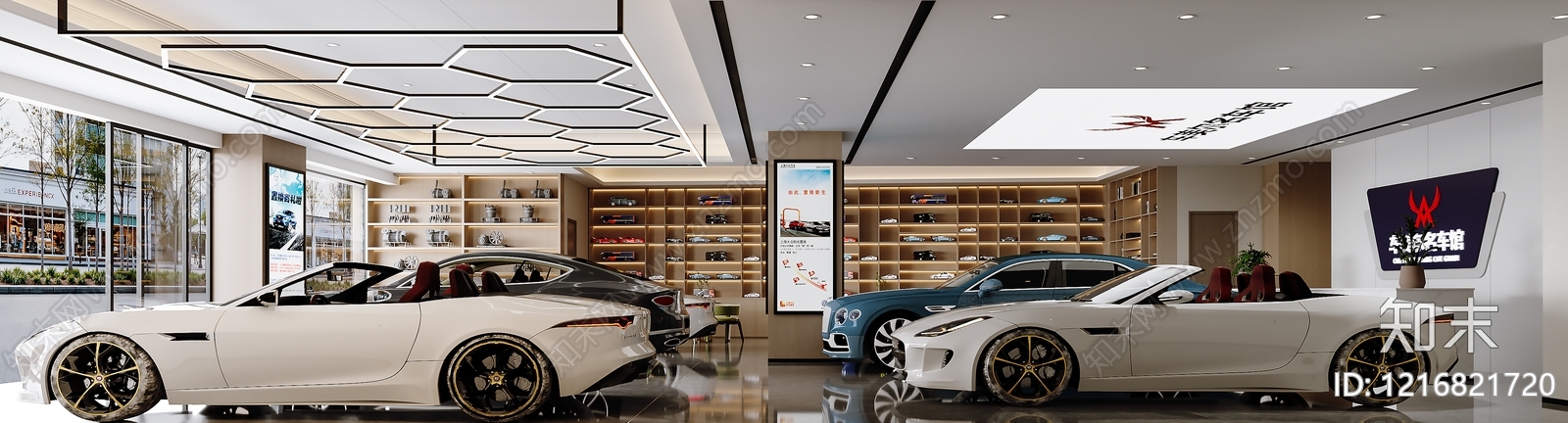 现代简约汽车展厅3D模型渲染效果图