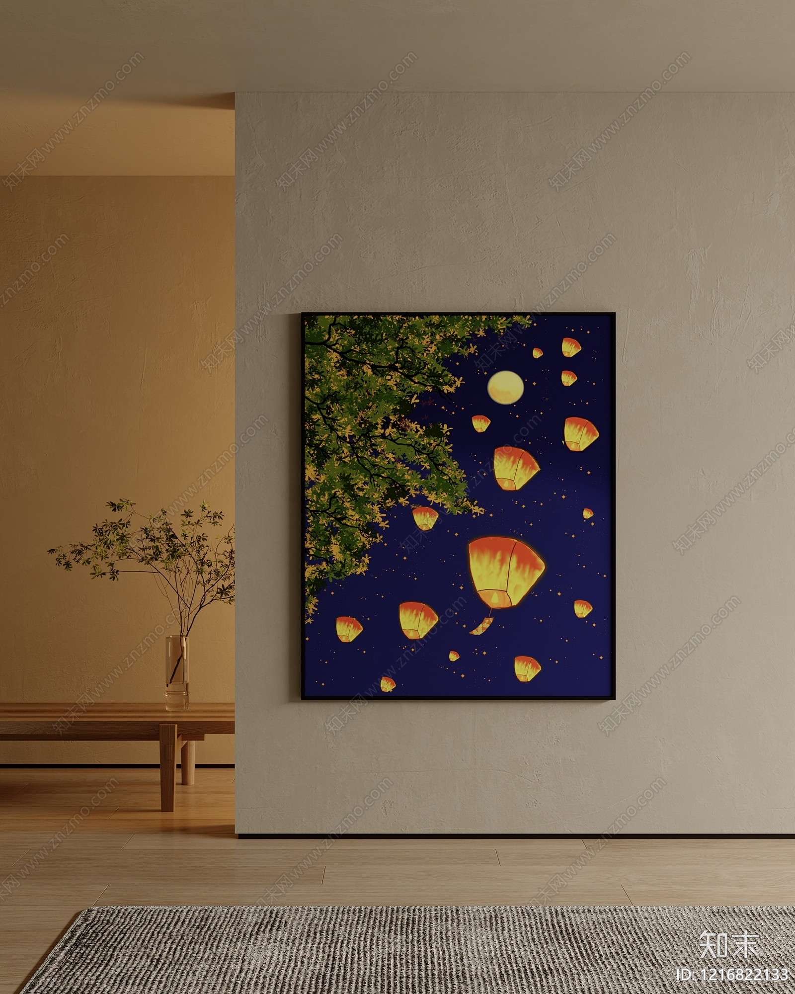 现代挂画3D模型下载【ID:1216822133】