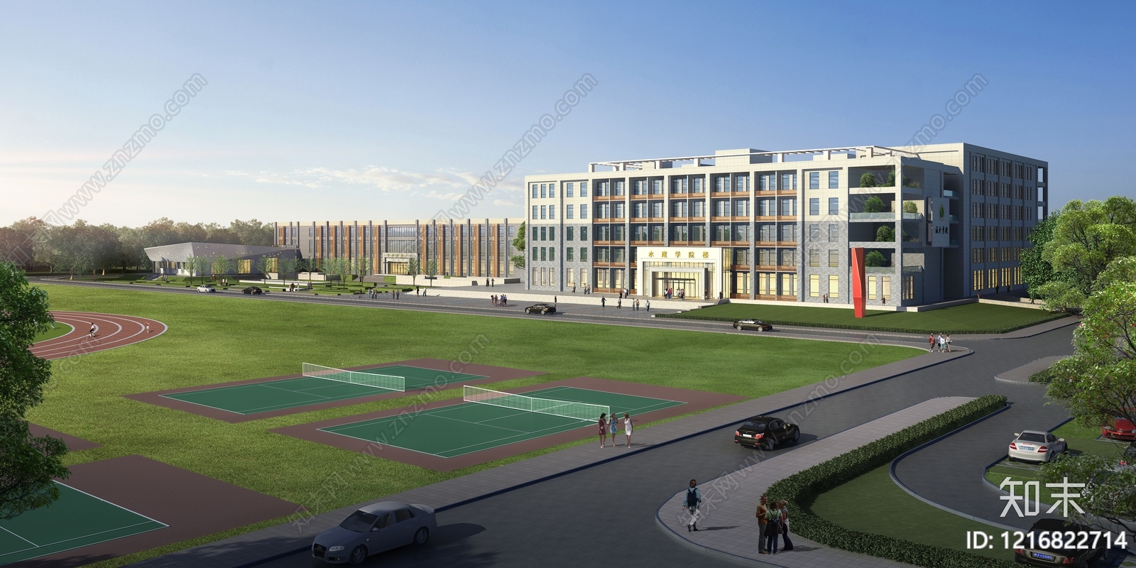 现代主义学校外观3D模型下载【ID:1216822714】