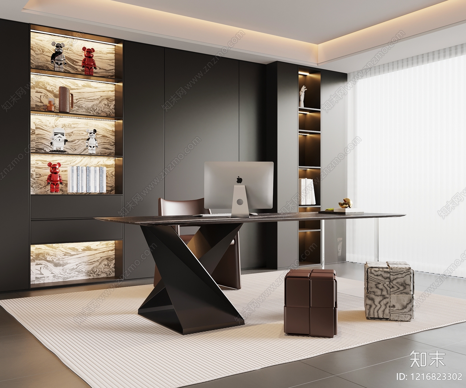 现代极简茶室3D模型下载【ID:1216823302】