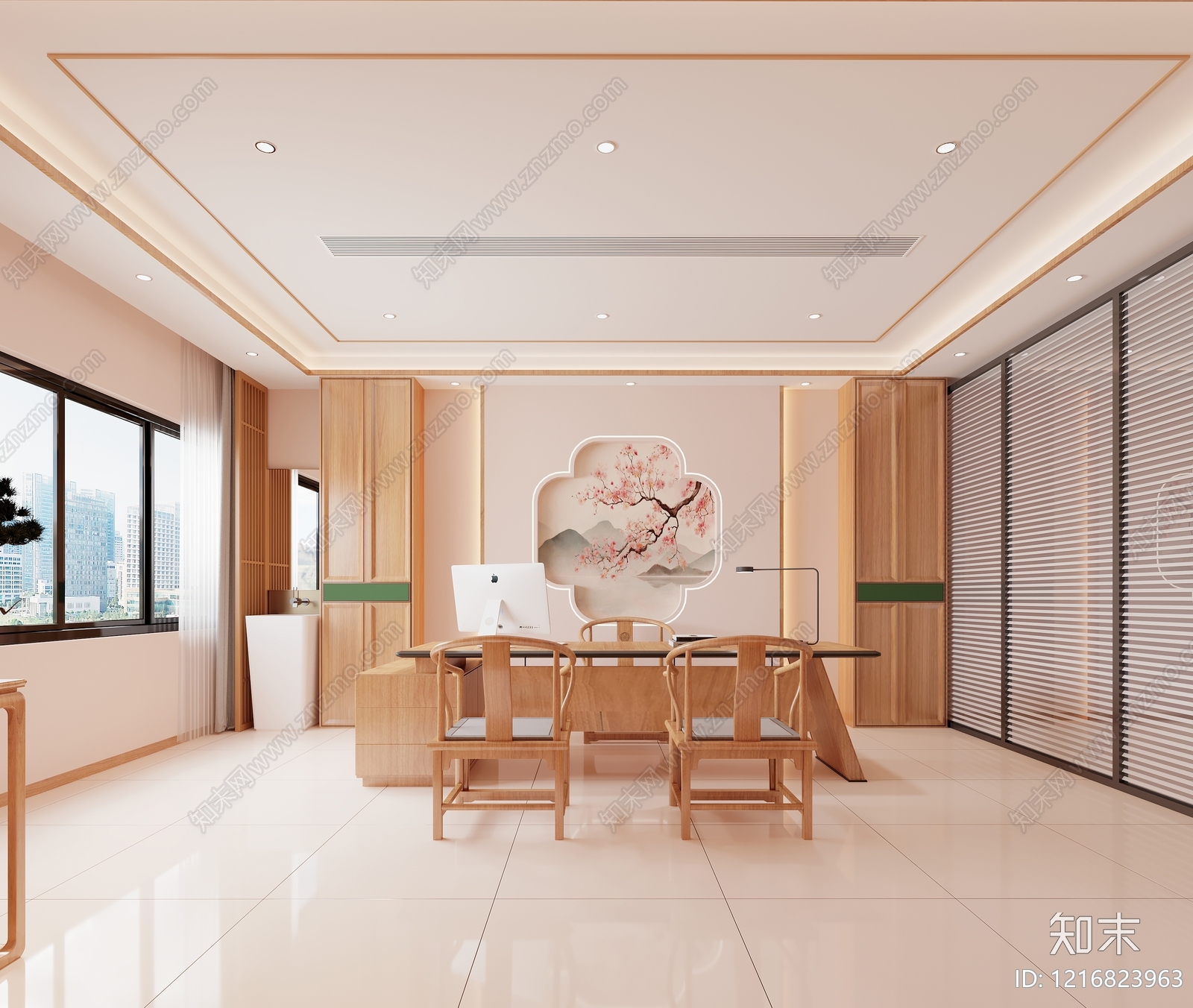 新中式经理办公室3D模型下载【ID:1216823963】