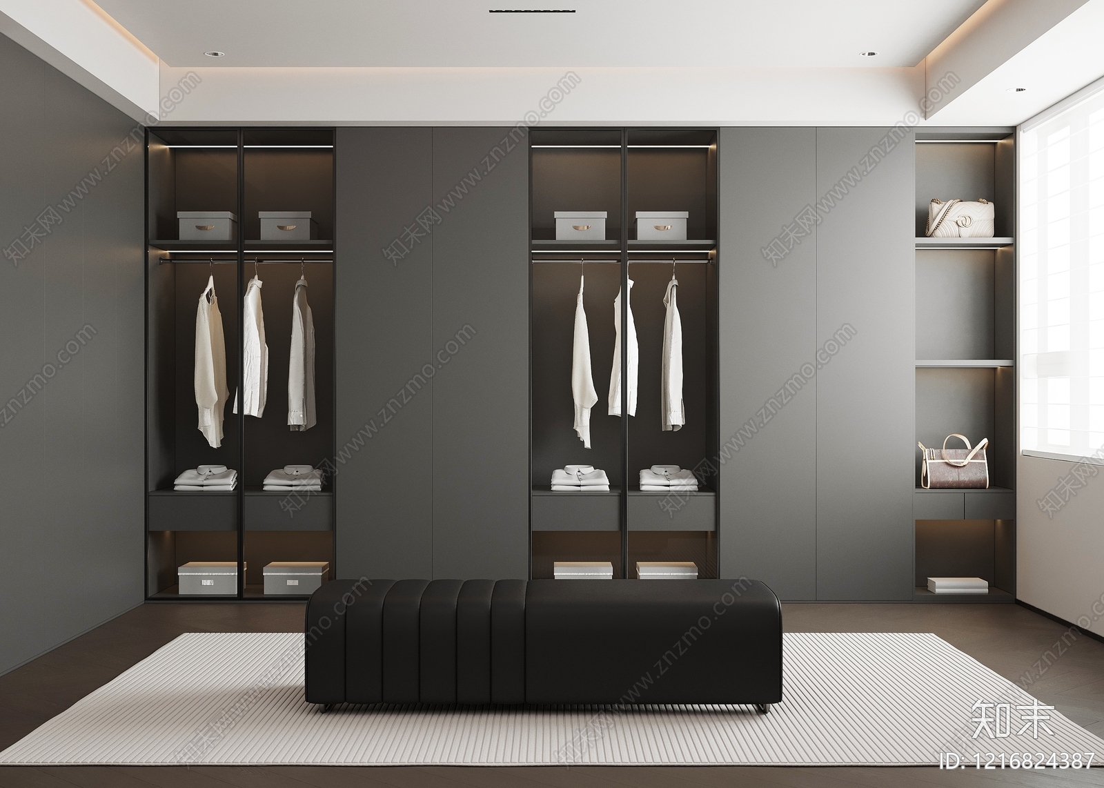 极简衣帽间SU模型下载【ID:1216824387】