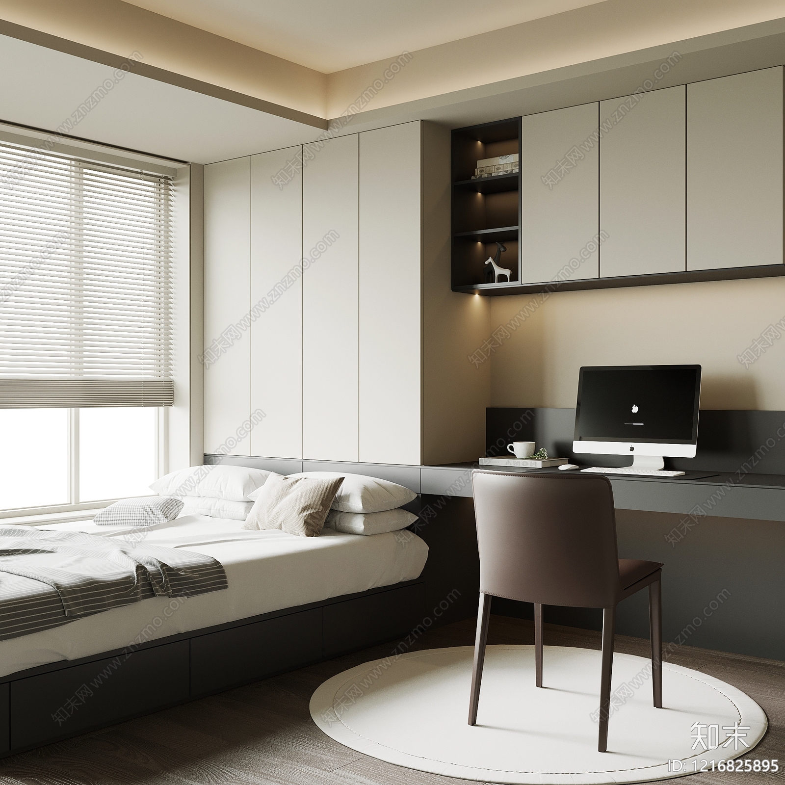 现代简约榻榻米卧室3D模型下载【ID:1216825895】
