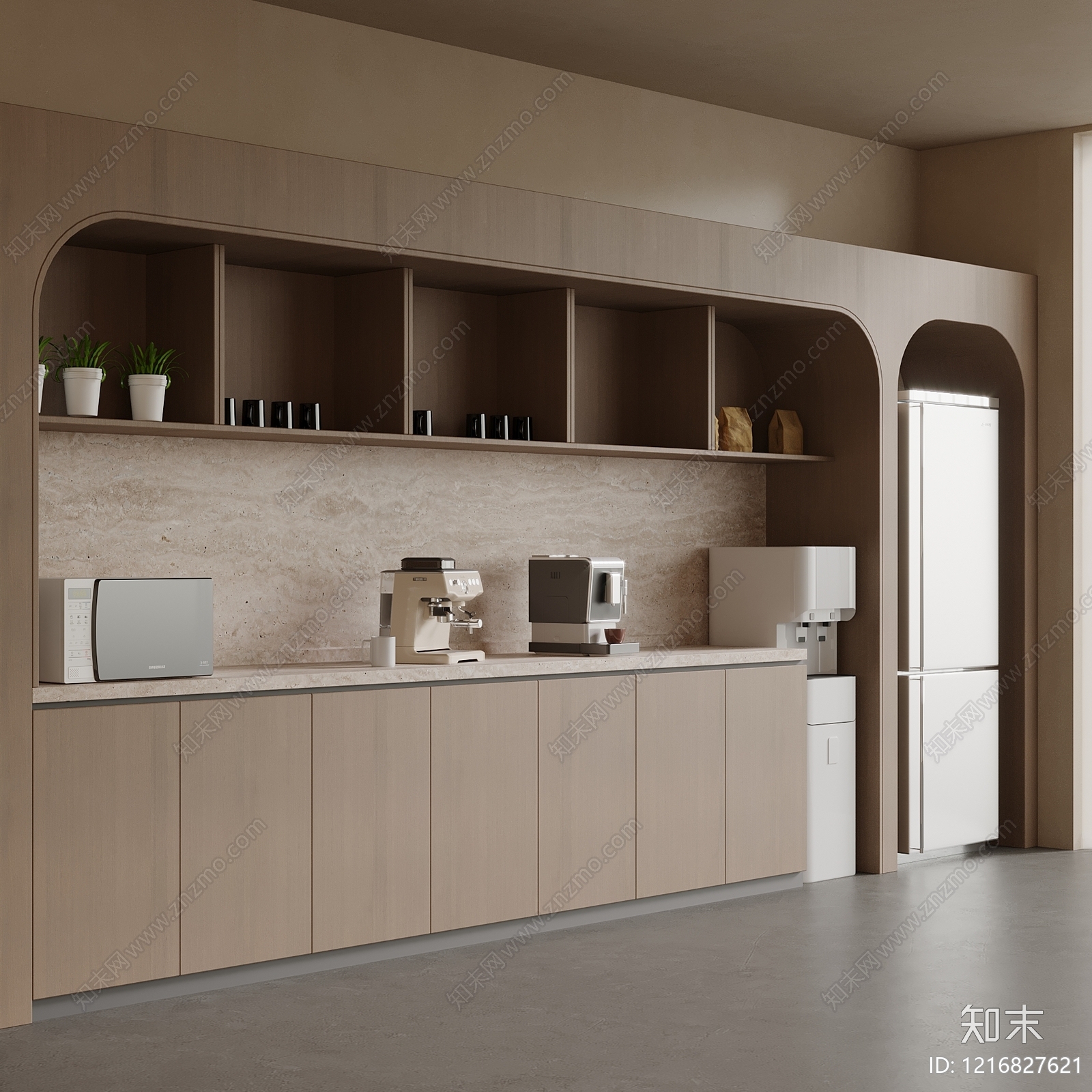 原木茶水间SU模型下载【ID:1216827621】