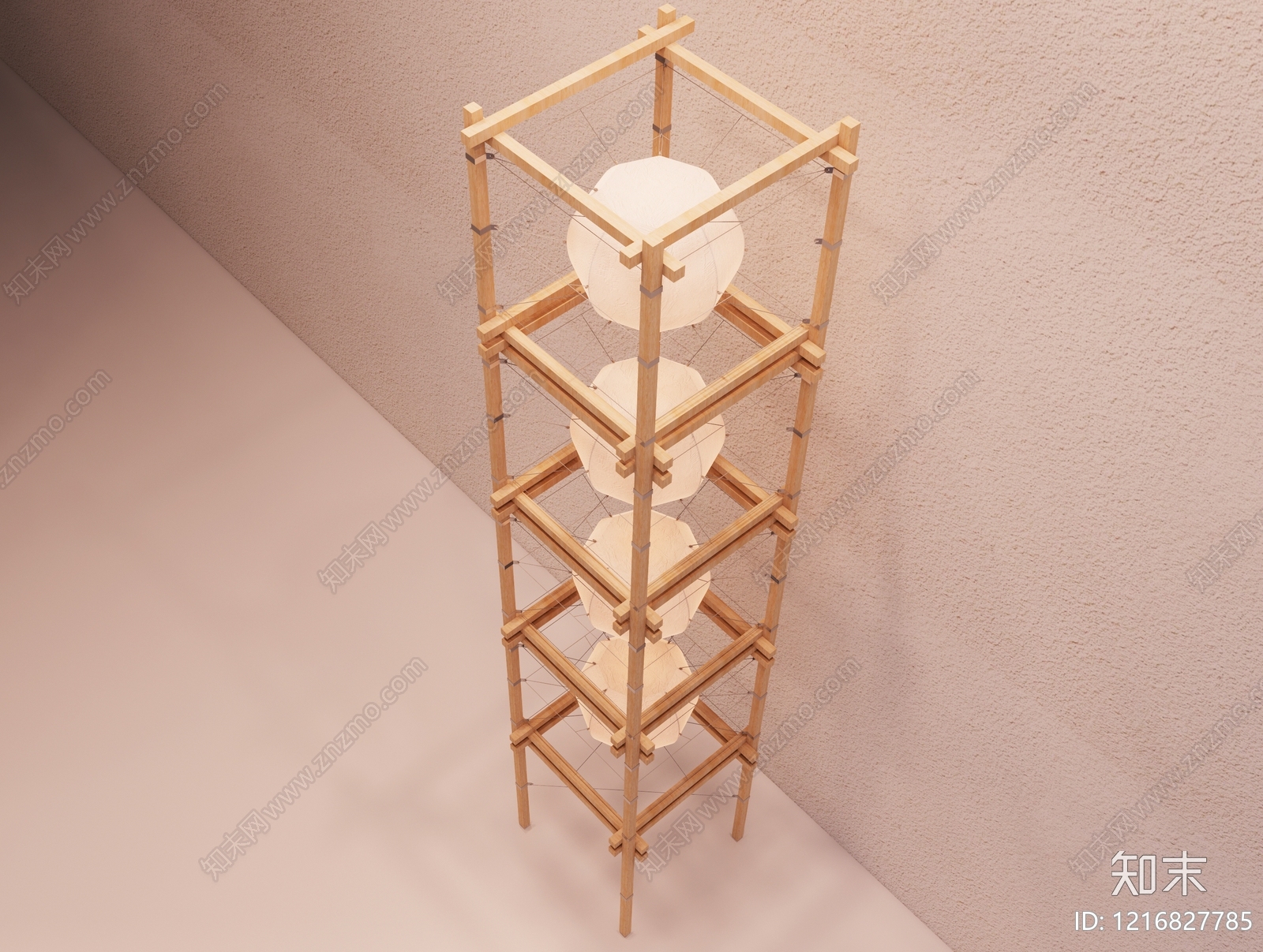 新中式落地灯3D模型下载【ID:1216827785】