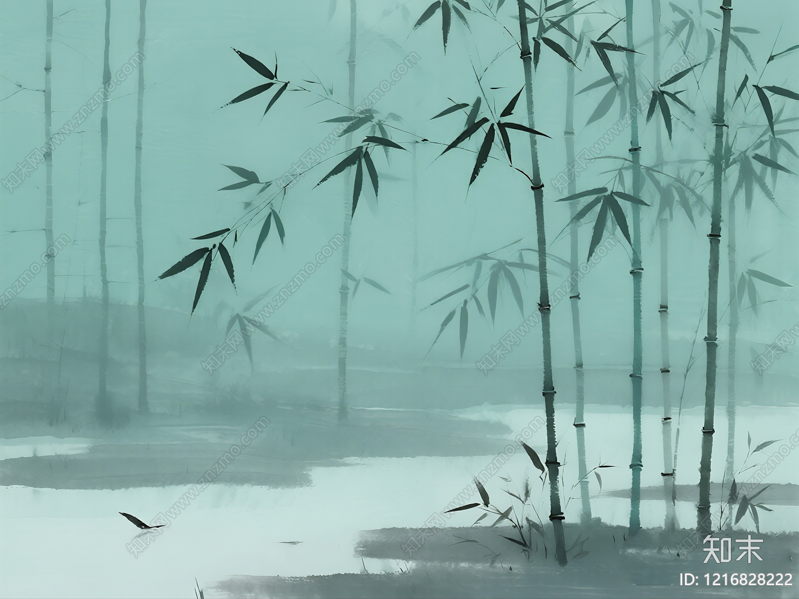 新中式水墨画贴图下载【ID:1216828222】